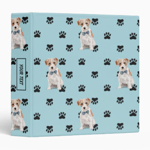Jack Russell Terrier Dog Paw Prints Pattern Binder