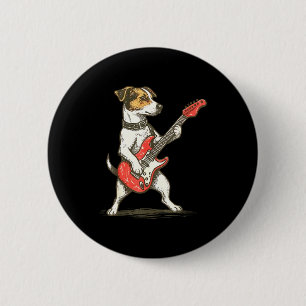 Jack Russell Terrier Dog Playing Guitar Rocker Gui 2 Inch Round Button