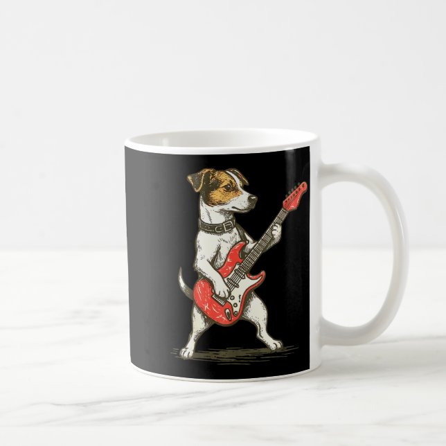 Jack Russell Terrier Dog Playing Guitar Rocker Gui Coffee Mug (Right)