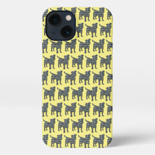 Jack Russell Terrier Dog Silhouette Grid Yellow iPhone 13 Case