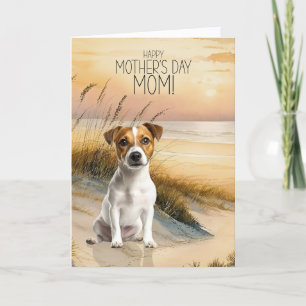 Jack Russell Terrier Dog Sunset Beach Mother's Day Holiday Card