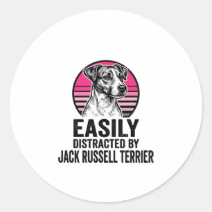 Jack Russell Terrier Easily Distracted Vintage Shi Classic Round Sticker