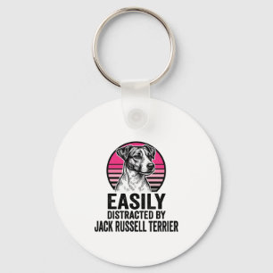 Jack Russell Terrier Easily Distracted Vintage Shi Keychain