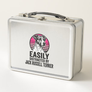Jack Russell Terrier Easily Distracted Vintage Shi Metal Lunch Box