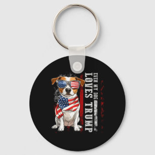 Jack Russell Terrier Even My Dog Loves Trump Funny Keychain