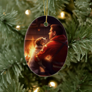 Jack Russell Terrier Fireman, Puppy, Pet Dog Lover Ceramic Ornament