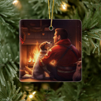 Jack Russell Terrier Fireman, Puppy, Pet Dog Lover Ceramic Ornament