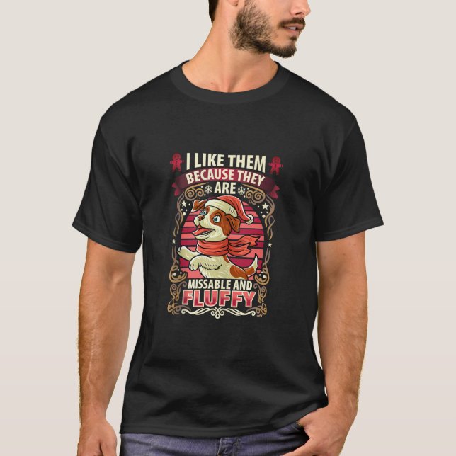 Jack Russell Terrier Fluffy Christmas Dog Santa Cl T-Shirt (Front)