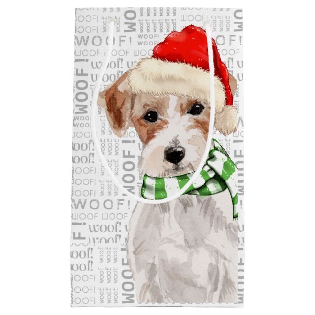 Jack Russell Terrier Funny Christmas Dog Small Gift Bag (Front)