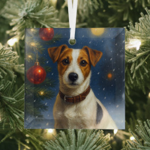 Jack Russell Terrier Glass Ornament