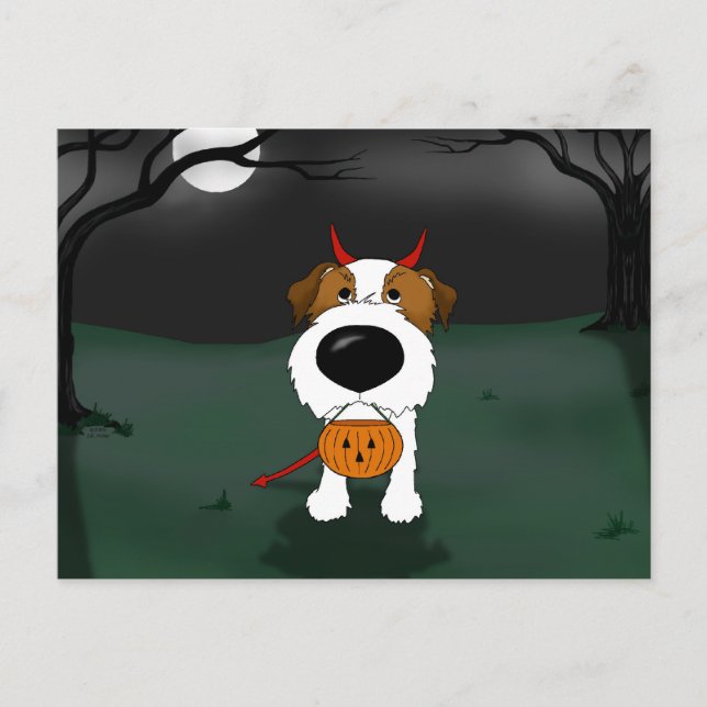Jack Russell Terrier Halloween Postcard (Front)