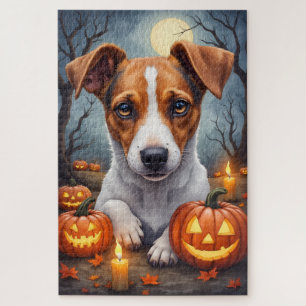 Jack Russell Terrier Haunted Halloween Portrait  Jigsaw Puzzle