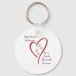 Jack Russell Terrier Heart Belongs Keychain