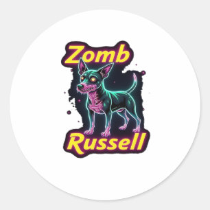 Jack Russell Terrier JRT Zombie Dog Halloween Esse Classic Round Sticker