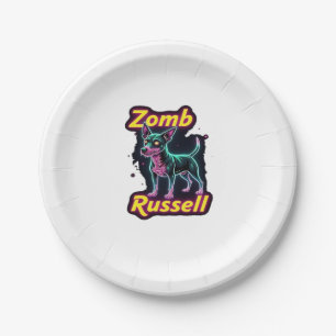 Jack Russell Terrier JRT Zombie Dog Halloween Esse Paper Plate