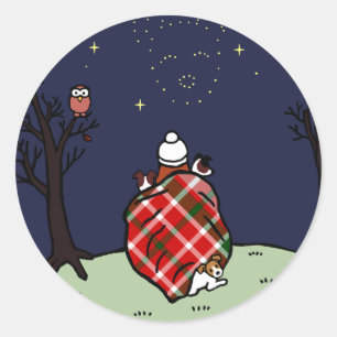 Jack Russell Terrier Mom and Starry Sky Classic Round Sticker