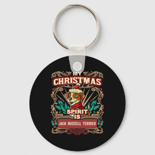 Jack Russell Terrier My Christmas Spirit Dog Santa Keychain