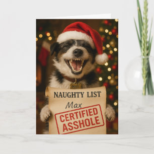 Jack Russell Terrier Naughty List Christmas card