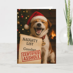 Jack Russell Terrier Naughty List Christmas card