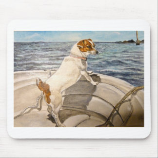 Jack Russell Terrier on boat Mouse Pad
