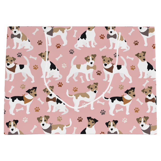 Jack Russell Terrier Paws and Bones Large Gift Bag (Front)