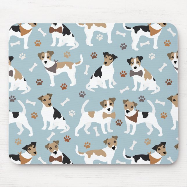 Jack Russell Terrier Paws and Bones Mouse Pad (Front)