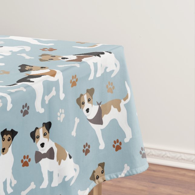Jack Russell Terrier Paws and Bones Tablecloth (In Situ)