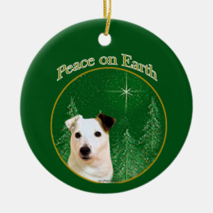 Jack Russell Terrier Peace Keychain Ceramic Ornament