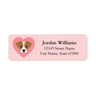 Jack Russell Terrier Pink Heart Address Label