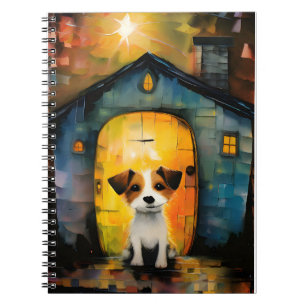 Jack Russell Terrier Puppy in His Cozy House Notebook