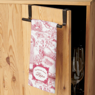 JACK RUSSELL Terrier Red Toile Kitchen Towel