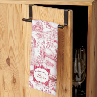 JACK RUSSELL Terrier Red Toile Kitchen Towel