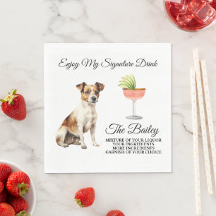 Jack Russell Terrier Signature Drink Wedding Napkin