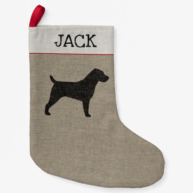 Jack Russell Terrier Silhouette | Dog Lover's Xmas Small Christmas Stocking (Front)