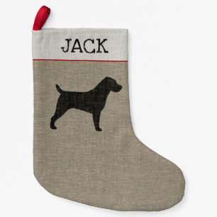 Jack Russell Terrier Silhouette with Custom Text Small Christmas Stocking