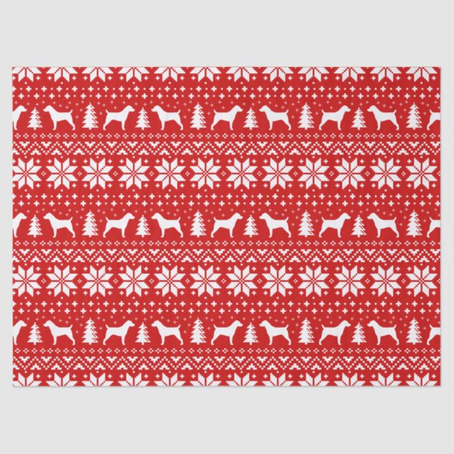 Jack Russell Terrier Silhouettes Christmas Pattern Tissue Paper (Front)