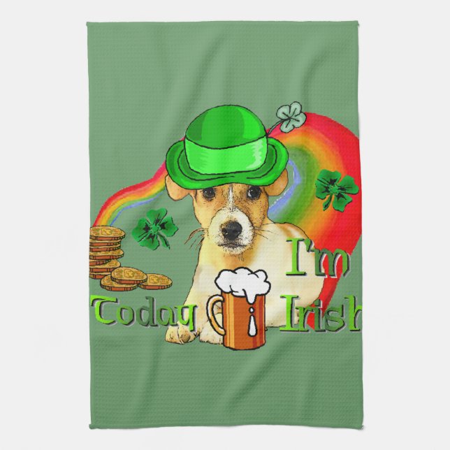 Jack Russell Terrier St Patricks Kitchen Towel (Vertical)