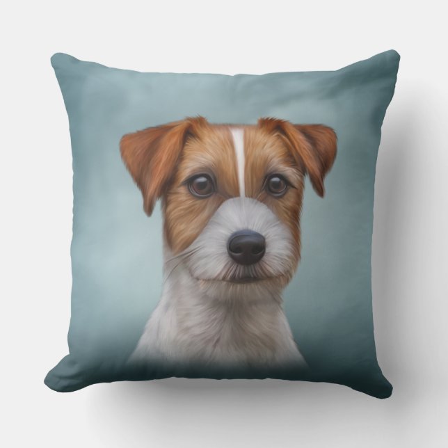 Jack Russell Terrier Throw Pillow (Front)