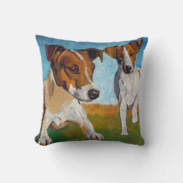 Jack Russell Terrier Throw Pillow (Front)