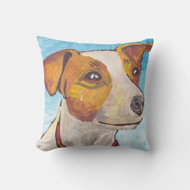 Jack Russell Terrier Throw Pillow (Front)