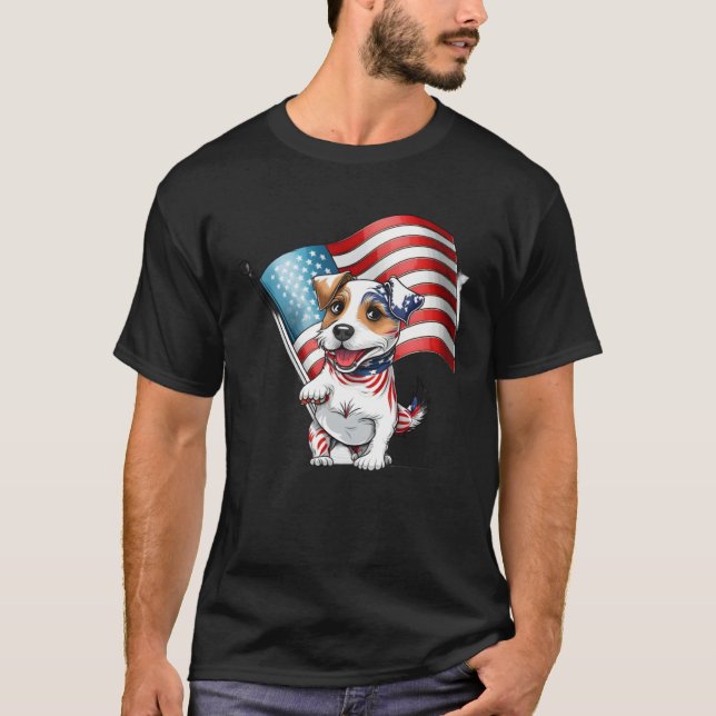 Jack Russell Terrier USA Flag T-Shirt (Front)