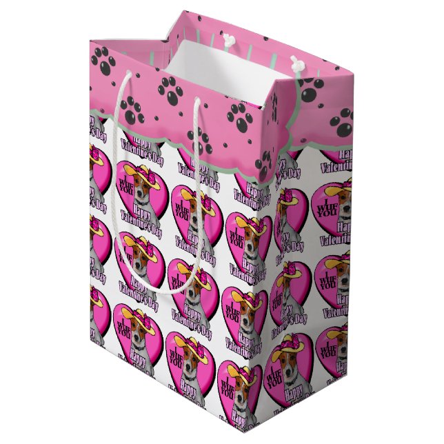 Jack Russell Terrier Valentine's Day Medium Gift Bag (Back Angled)
