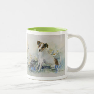 Jack Russell Terrier Watercolor Dog Painting Two-Tone Coffee Mug