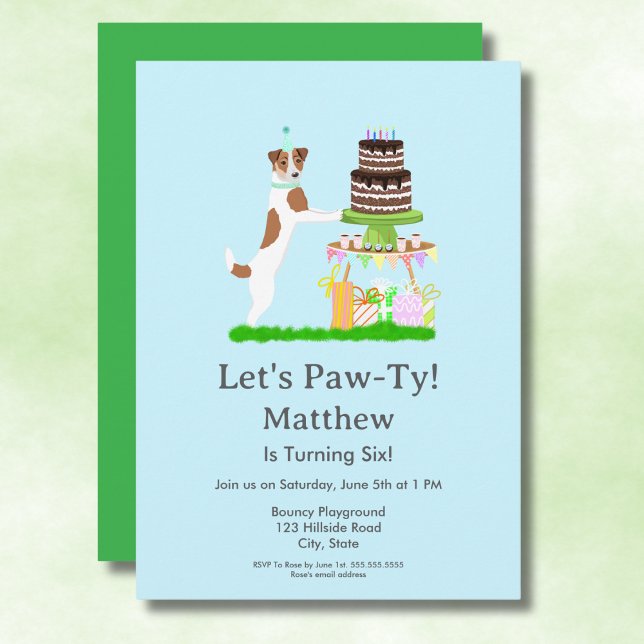 Jack Russell Terrier With Birthday Cake Invite (Creator Uploaded)