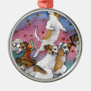 Jack Russell Terriers at a party Metal Ornament