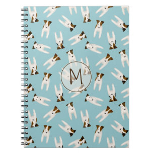 Jack Russell Terriers pattern blue monogrammed Notebook