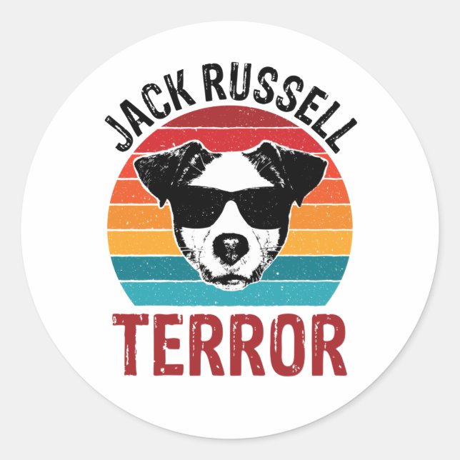 Jack Russell Terror Terrier Funny Dog Sunglasses Classic Round Sticker (Front)