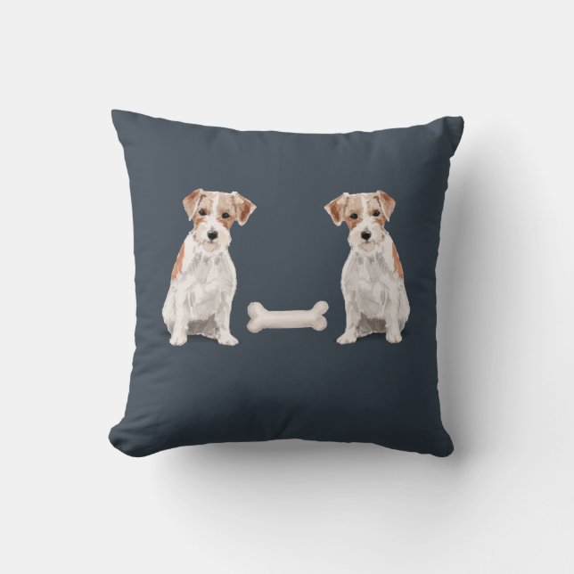 Jack Russell Vs Jack Russell (Wire Haired) Throw Pillow (Front)