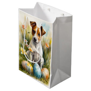 Jack Russell with Easter Eggs Medium Gift Bag