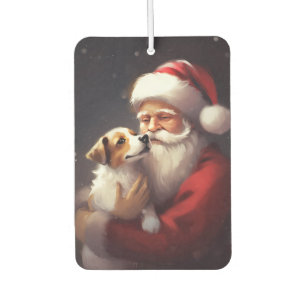 Jack Russell With Santa Claus Festive Christmas Air Freshener